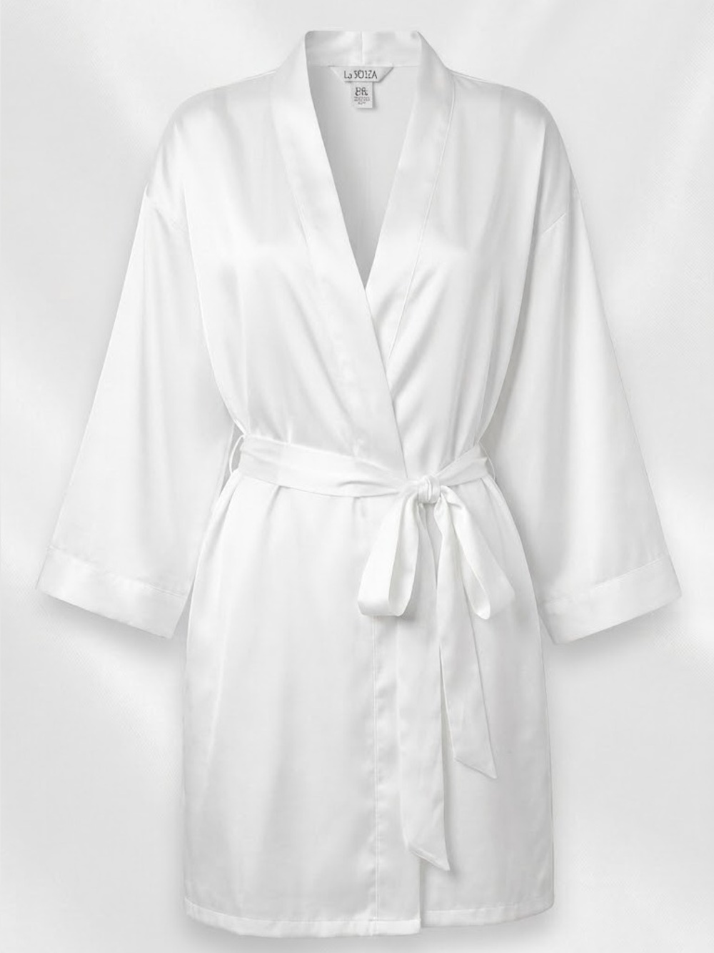 NWT La Senza Silver Satin Kimono Robe Self-Tie Belt Women’s L/XL